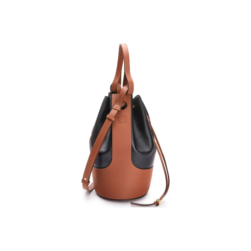 LOEWE Balloon Napa Calf Leather Balloon Bag Bucket Bag Handbag Shoulder Bag Crossbody Bag Large Size Women's Black/Tan-3