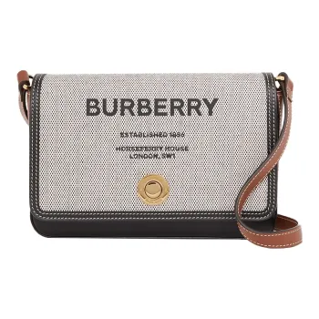 Burberry Horseferry Printed Canvas With Leather Shoulder Bag Crossbody Bag Mini Women's Black/Tan
