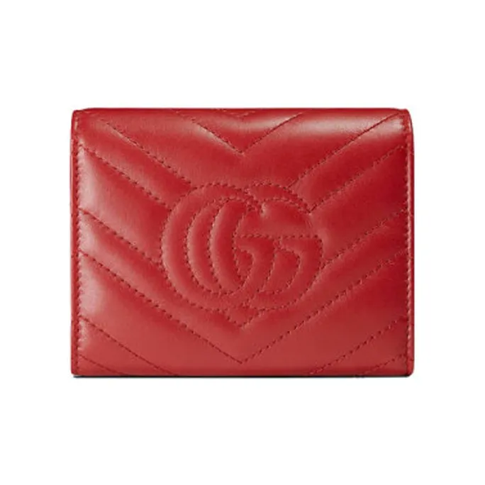 GUCCI GG Marmont Leather Wallet Women's Red-1