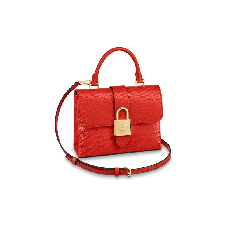 LOUIS VUITTON Locky Grained Cow Leather Portable Crossbody Bag Shoulder Bag Women's Red-0