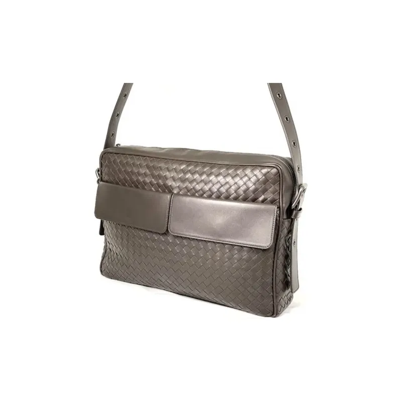 Bottega Veneta Leather Shoulder Bag Men's Dark Brown-0