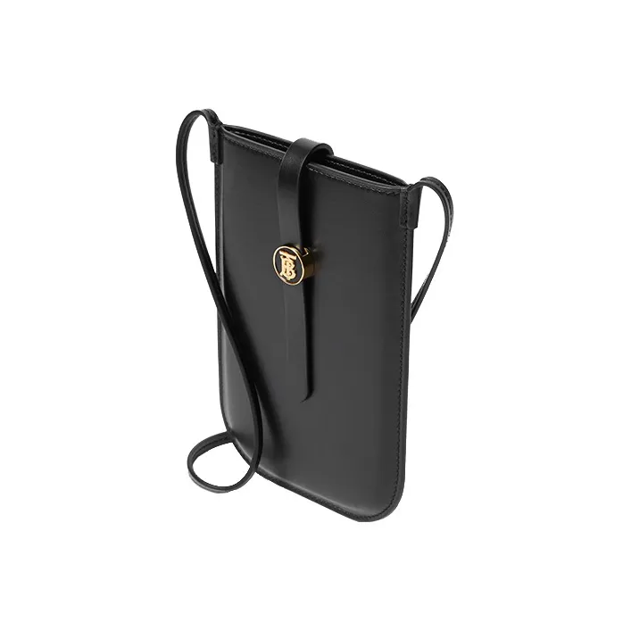 Burberry Leather Cell Phone Pouch Shoulder Bag Crossbody Bag Unisex Black-1
