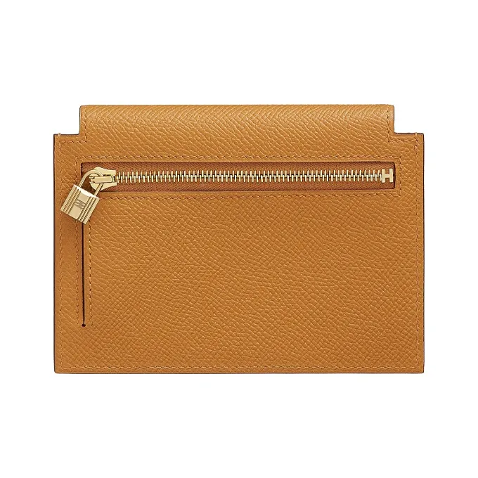 HERMES Kelly Pocket Cow Leather Wallet Women's Sesame-1