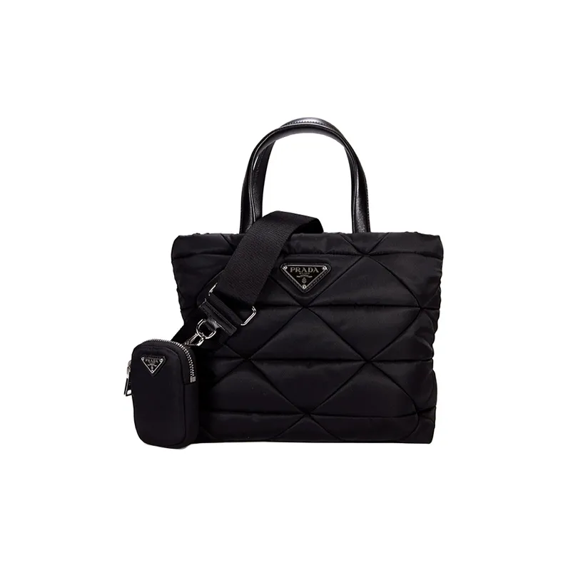 PRADA Filled Nylon Tote Bag, Shopping Bag, Shoulder Bag, Crossbody Bag, Handbag Women's Black-0