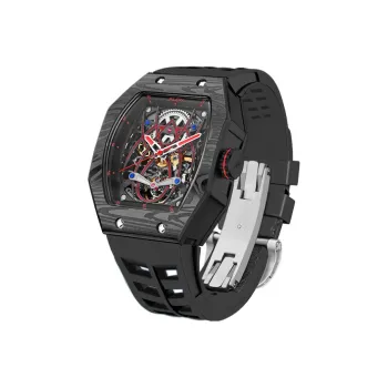JINLERY Spider Collection Automatic Mechanical Movement Silicone Strap Watch Men's Watches Black Dial