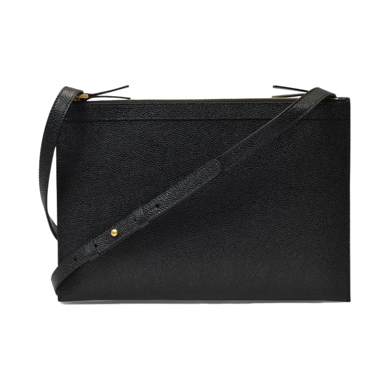 THOM BROWNE Logo Printed Pebbled Crossbody Bag-2