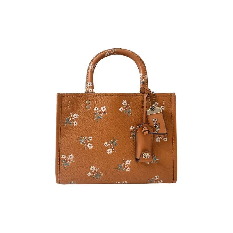 COACH Rogue Cow Leather Tote Bag, Shopping Bag, Shoulder Bag, Crossbody Bag, Handbag Large Size Women's Orange-3