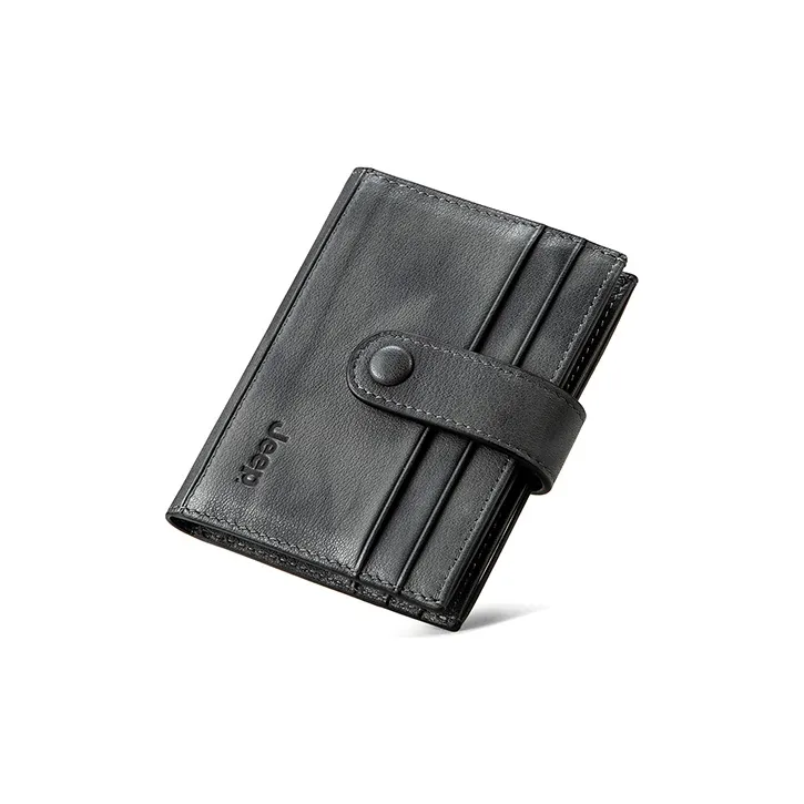 Jeep Genuine Leather Small Card Holder Men's Light Gray-4