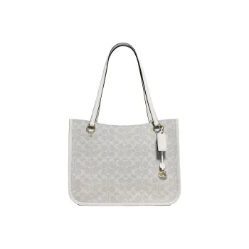 COACH Tyler Coated Canvas With Refined Calfskin Handbag Shoulder Bag Women's White & Gray Monogram