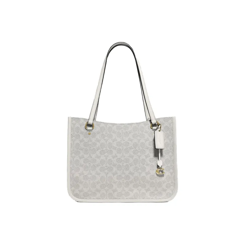 COACH Tyler Coated Canvas With Refined Calfskin Handbag Shoulder Bag Women's White & Gray Monogram-0