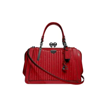COACH Kisslock Leather Lip Lock Pouch Small Size Women's Red
