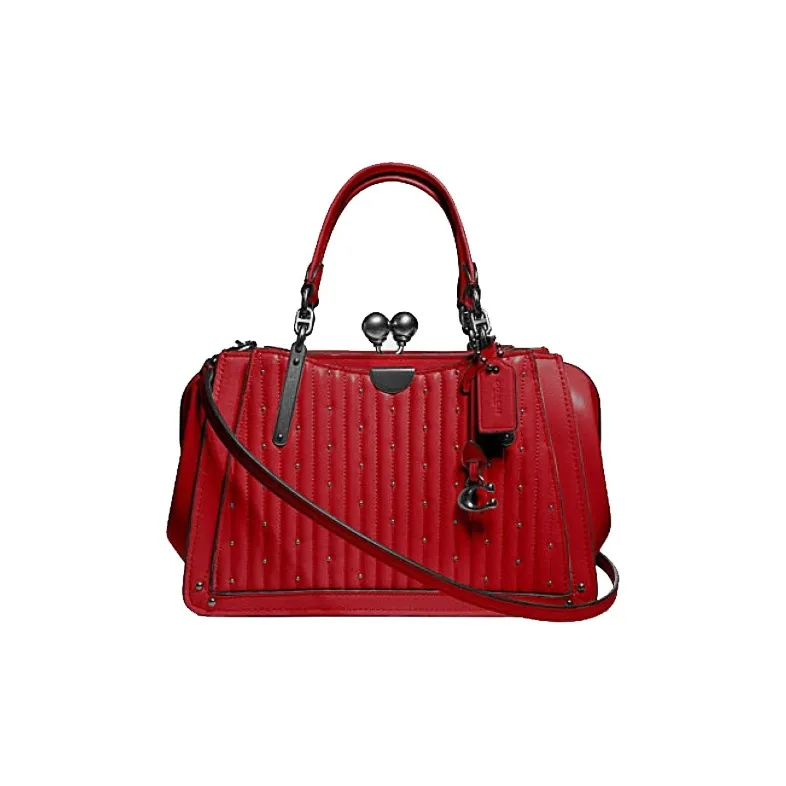 COACH Kisslock Leather Kiss-Lock Handbag Crossbody Bag Small Size Women's Red-0