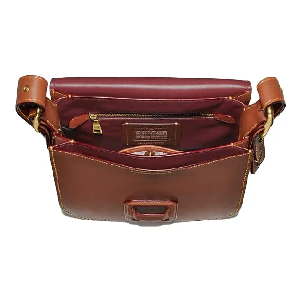 COACH Courier Leather Crossbody Bag Medium Size Women's Brown-2