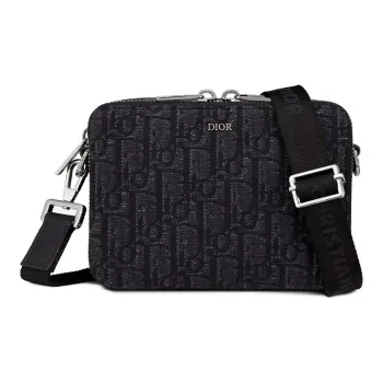 DIOR Jacquard Fabric Handheld Crossbody Bag Shoulder Bag Men's Black