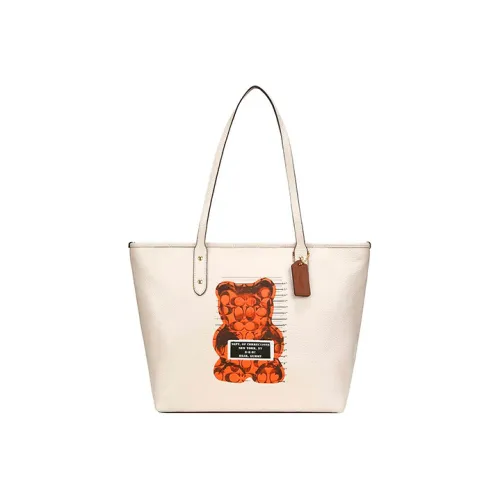 COACH City Leather Shoulder Bag Women's White