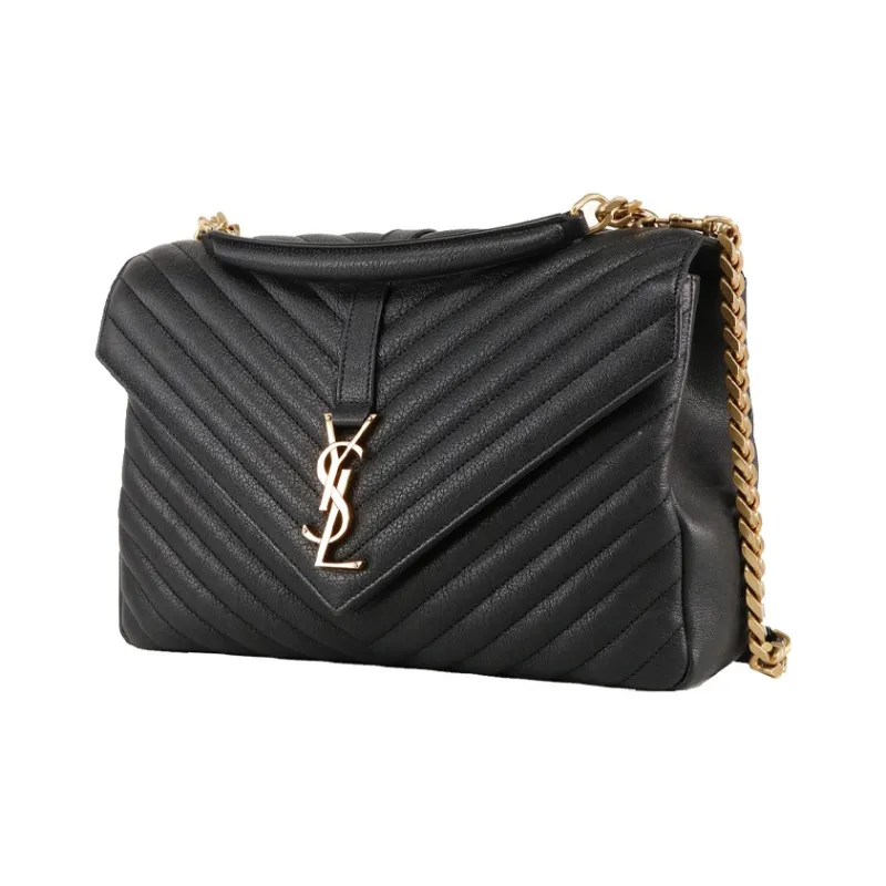 SAINT LAURENT College Leather Portable Crossbody Bag, Shoulder Bag Tubas Women's Black-1