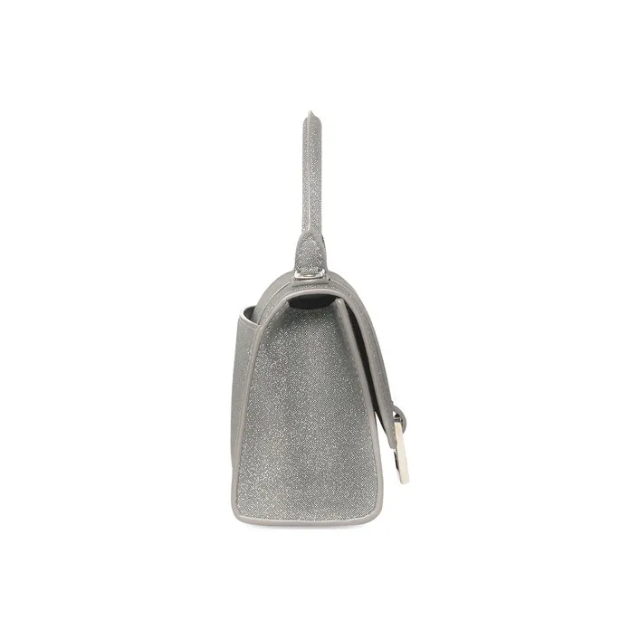 Balenciaga Hourglass Top Handle Bag Xs Sparking Material Gray-2