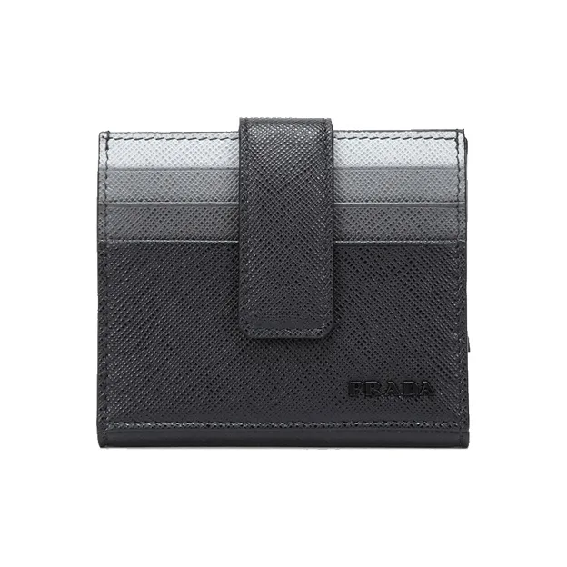 PRADA Cow Leather Wallet, Card Holder Men's Black-0