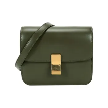 CELINE Classic Bo Polished Cow Leather Handbag Block Shoulder Bag Crossbody Bag Women's Army Green