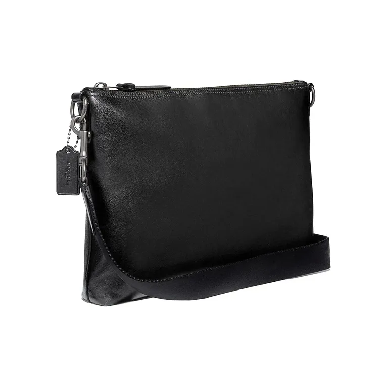 COACH Rivington Smooth Leather Shoulder Bag Crossbody Bag Large Size Men's Black-1