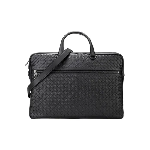 Bottega Veneta Leather Briefcases Handbags Men's Black