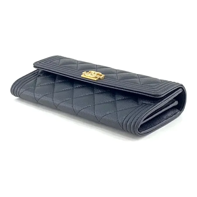 CHANEL Cow Leather Wallet Women's Black-2