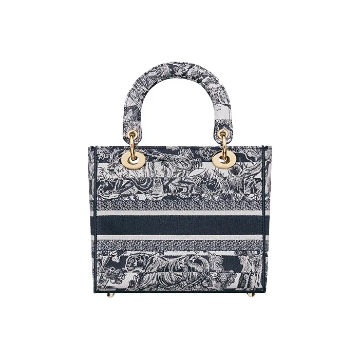 DIOR Lady D Lite Embroidery Lady Dior Bag, Shoulder Bag, Crossbody Bag, Handbag Medium Size Women's Marine Blue-3