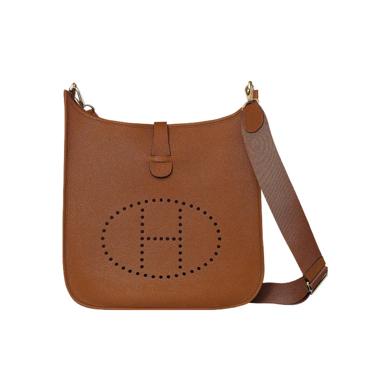 HERMES Evelyne Maurice Cow Leather Shoulder Bag Crossbody Bag Unisex 37 Gold Gold Brown-0