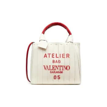 Valentino Canvas Bag Tote, Handbag, Shoulder Bag Small Size Women's White