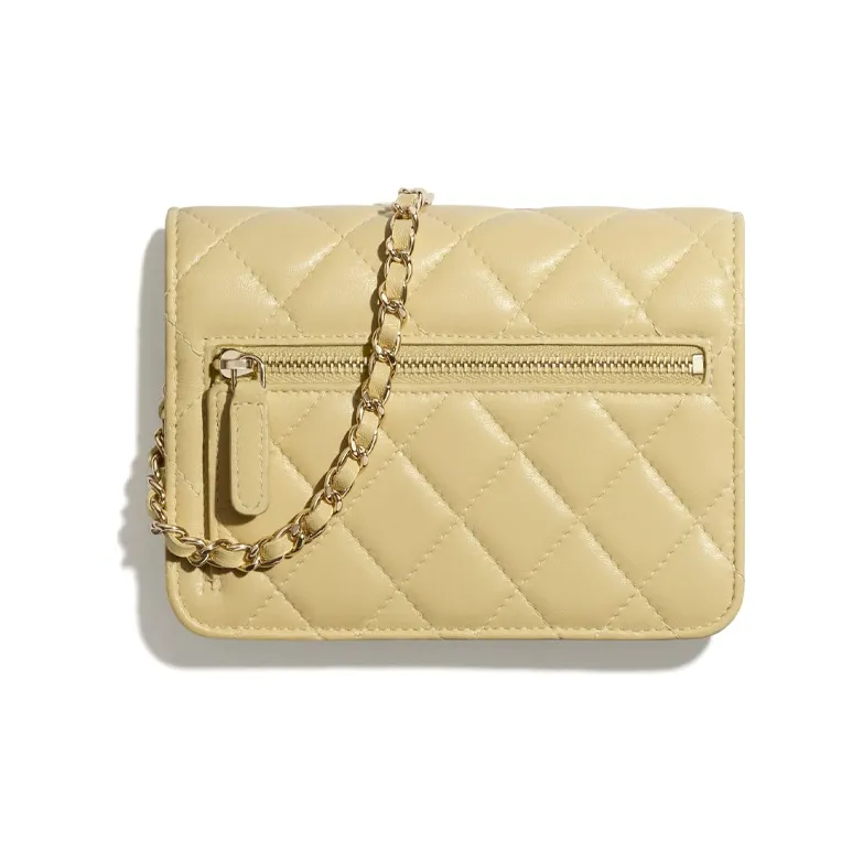 CHANEL WOC Lambskin And Gold Metal Shoulder Bag Mini Women's Yellow-1
