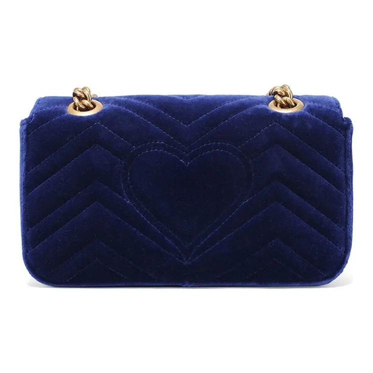 GUCCI Velvet Shoulder Bag, Crossbody Bag Mini Women's Dark Blue-2