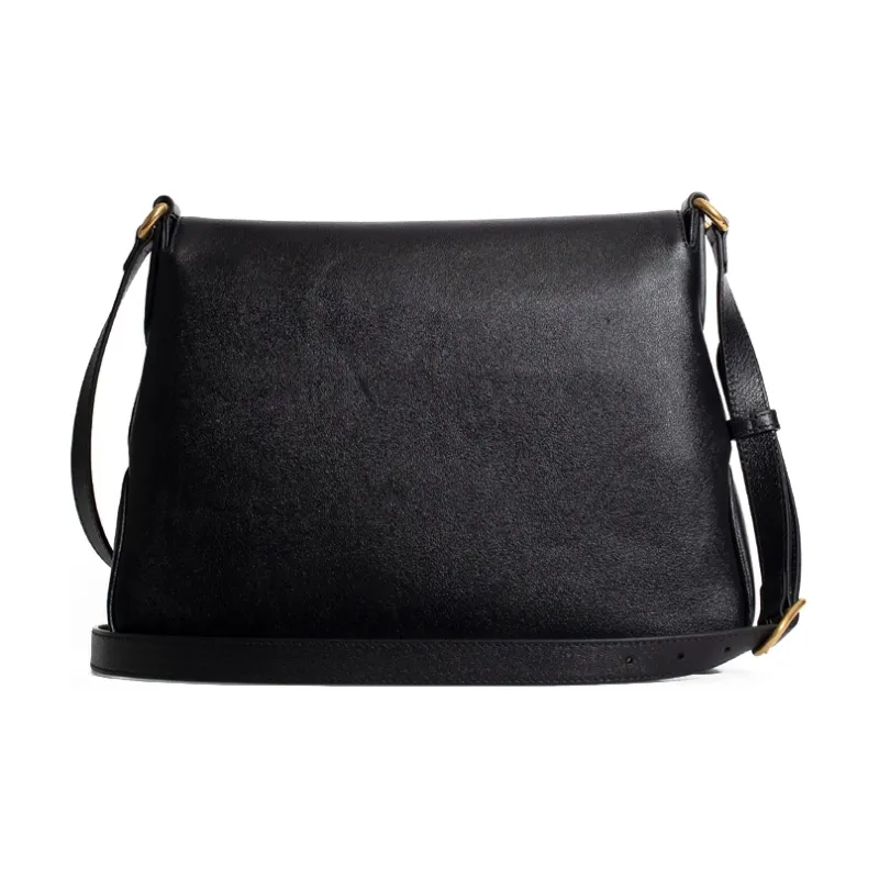 GUCCI Cow Leather Messenger Bag, Shoulder Bag, Crossbody Bag Medium Size Women's Black-2