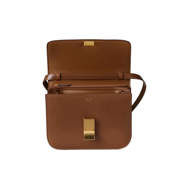CELINE Classic Bo Cow Leather Block Bag Shoulder Bag Crossbody Bag Medium Size Women's Caramel-2