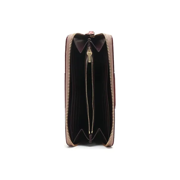 COACH Accordion Zip Canvas With Leather Canvas Bag Hand-Operated Accordion Wallet Women's Brown Multicolor Monogram-5