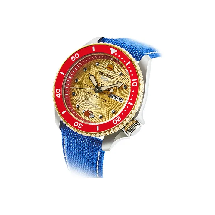 SEIKO SEIKO5 Collection Mechanical Movement Leather Watch Bands Watch Men's Watches Red Watch Dial-2