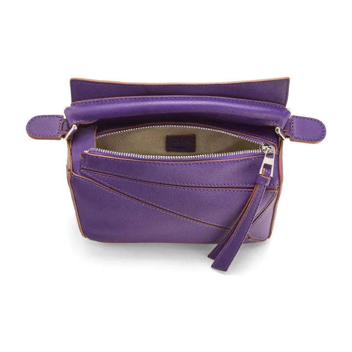 LOEWE Puzzle Classic Calfskin Geometric Bag Puzzle Bag Portable Crossbody Bag Shoulder Bag Women's Purple-4