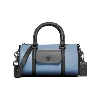 COACH Barrel Leather Boston Bag Handbag Shoulder Bag Crossbody Bag Women's Blue