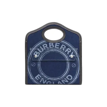 Burberry Pocket Bag Denim With Leather Pocket Bag, Shoulder Bag, Crossbody Bag, Handbag Mini Women's Blue