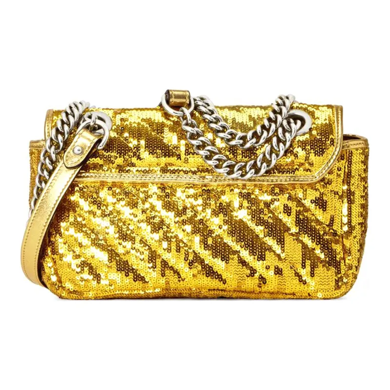 GUCCI Silk Blend With Viscose Crossbody Bag Shoulder Bag Women's Gold-3