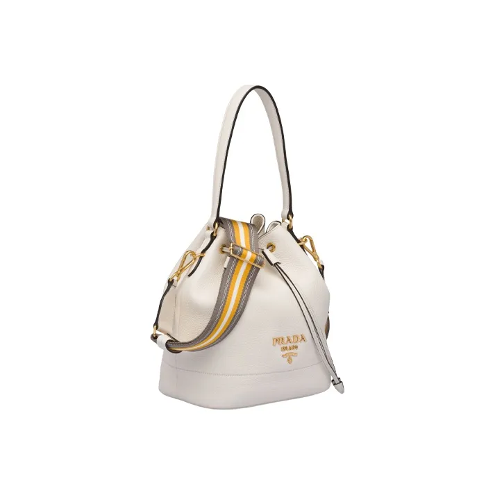 PRADA Saffiano Leather Bucket Bag Handbag Shoulder Bag Crossbody Bag Women's White-1