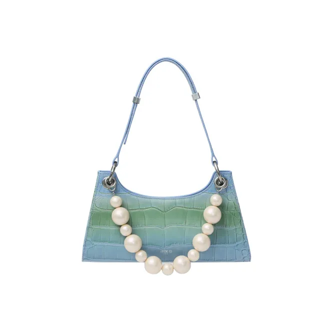 APEDE MOD Crocodile Pattern Cow Leather Shoulder Bag Women's Summer Night Gradient-1