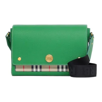 Burberry NoteVintage Leather Patchwork Messenger Bag Shoulder Bag Crossbody Bag Handbag Women's Green
