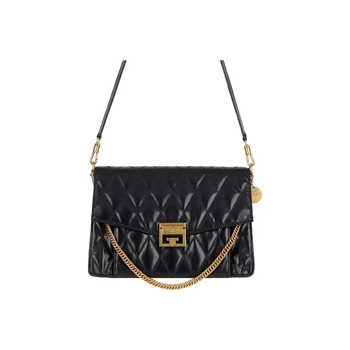 GIVENCHY Sheepskin Handbag Shoulder Bag Crossbody Bag Medium Size Women's Black-0