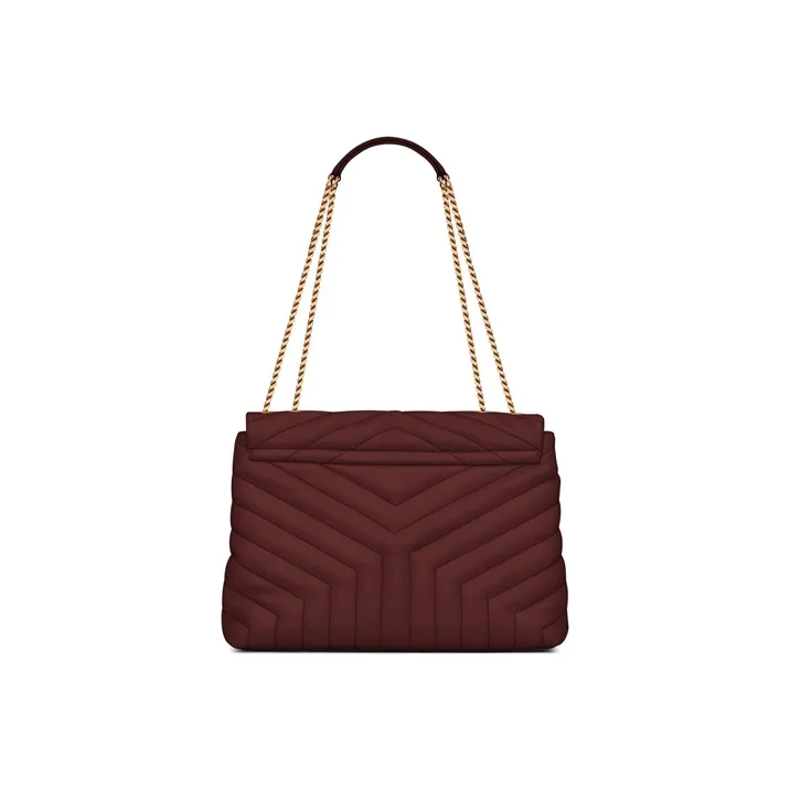 SAINT LAURENT LOULOU Leather Crossbody Bag Shoulder Bag Women's Dark Red-4