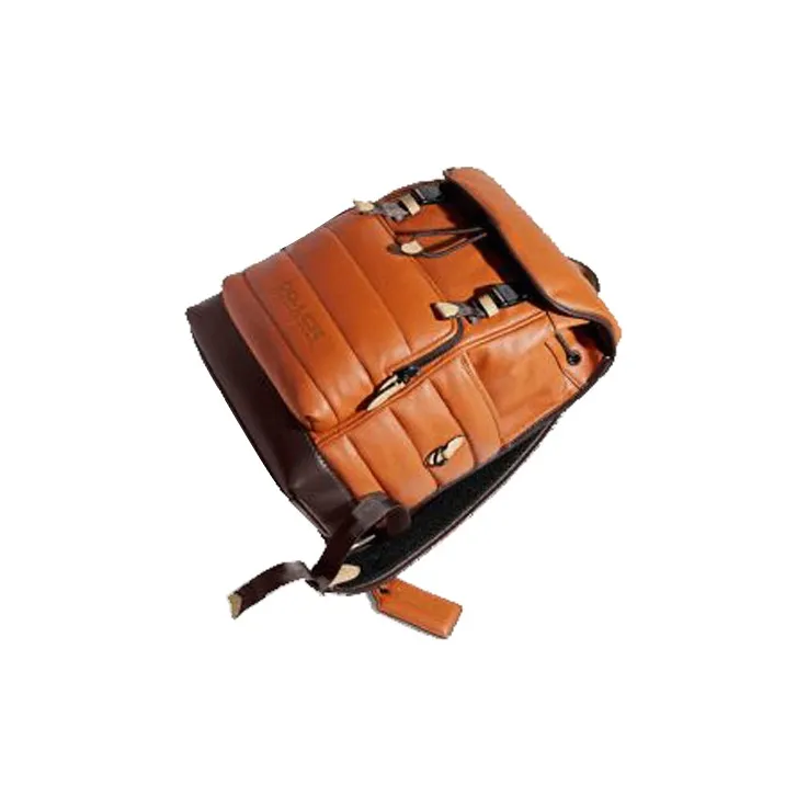 COACH League Leather Backpack Large Size Men's Orange-3