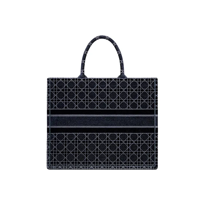 DIOR BookTote Embroidered Velvet Velour Tote Bag Shopping Bag Handbag Unisex Blue-1