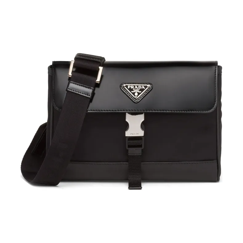 PRADA Recycled Nylon Messenger Bag Crossbody Bag Shoulder Bag Cell Phone Pouch Men's Black-0