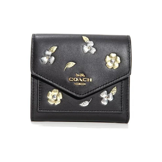 COACH Leather Wallet Women's Black-0