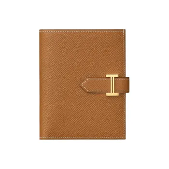 HERMES Bearn Calfskin Short Wallet Women's Gold