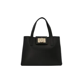Furla 1927 Collection Leather Tote Bag, Shopping Bag, Crossbody Bag, Handbag Medium Size Unisex Black